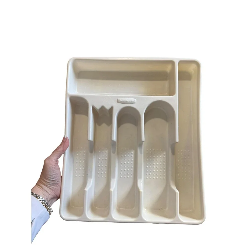 Vintage Rubbermaid 2925 Almond Silverware Tray Flatware Drawer Organizer USA‎